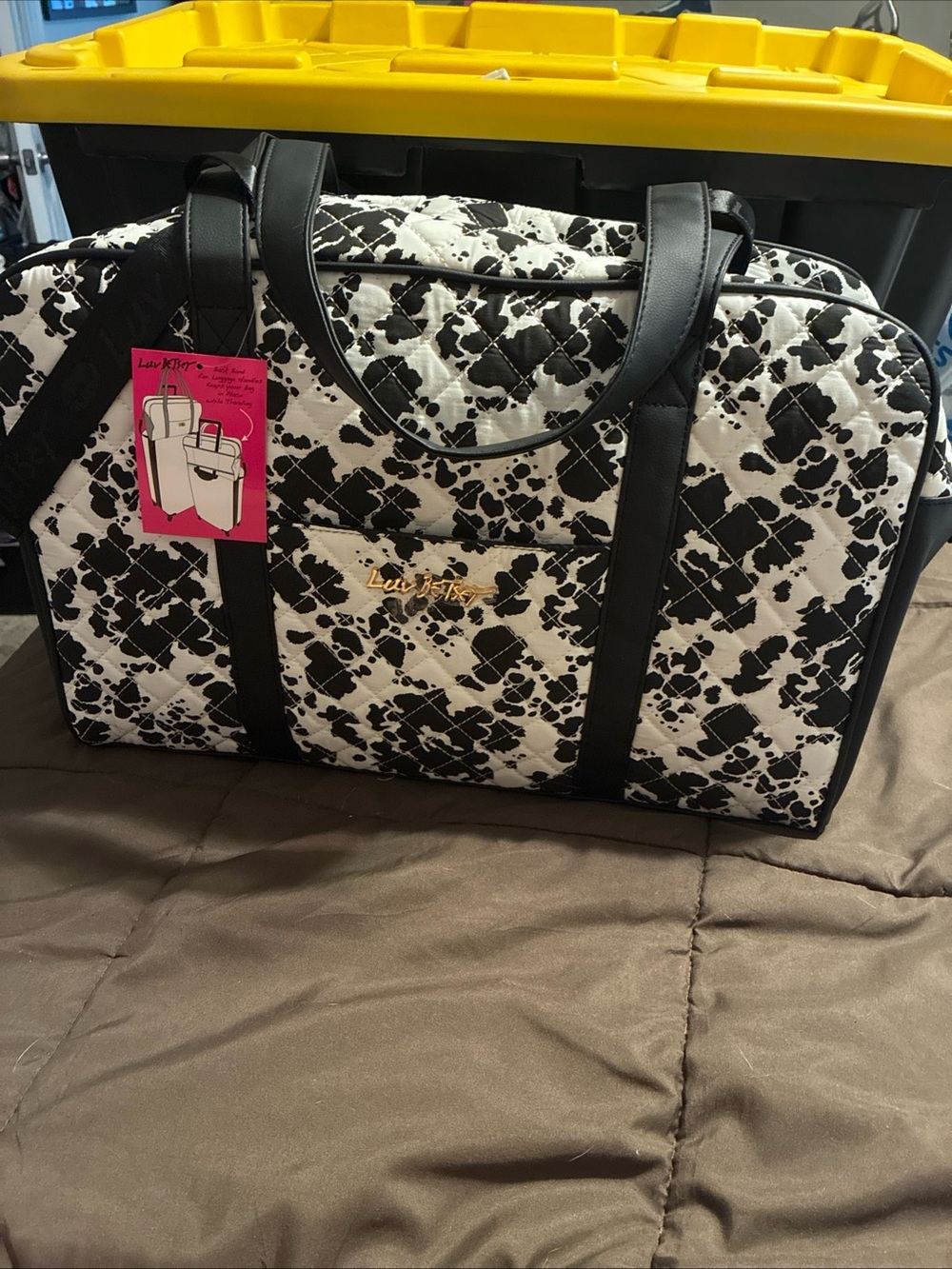 Luv Betsey Johnson ladies cow print duffel bag